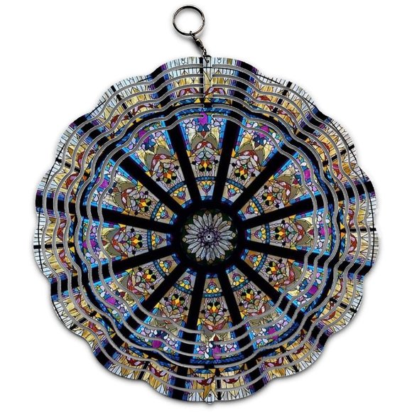 Stain Glass Church Window Pattern Design Wind Spinner - Picture 1 of 3